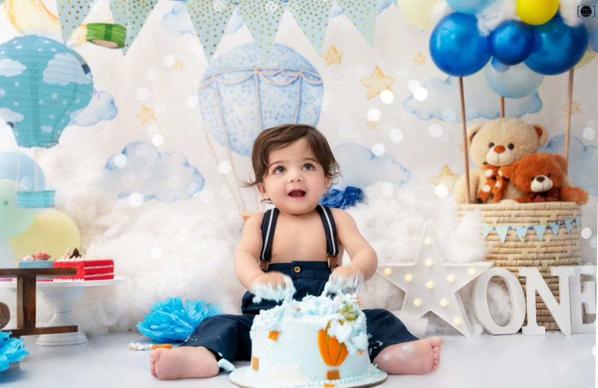 Pre-birthday themed setup with cake smash celebration in Delhi NCR studio by Priyansh Bhardwaj.